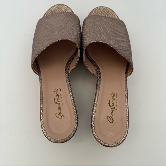 Gianni Ferrante Italian Gold Summer Platform Wedge Slide Sandal Size 38 - Picture 6 of 16